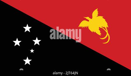 Papua-Neuguinea-Flagge - Puppe neue Meerschweinchenflagge - Vector EPS - plak bilong Papua Niugini - wurde am 1. Juli 1971 angenommen. Im Hebezeug zeigt er den Süden Stock Vektor