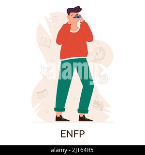 MBTI Personentypen Konzept. Socionics mbti. Persönlichkeitstest. Kampagnencharakter. Flache Vektorgrafik Stock Vektor