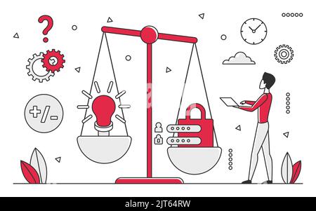 Sicherheitsinnovationen. Cyber Digital Privacy Technology Vektor monocolor Illustration Stock Vektor