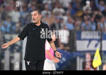 Foto Alfredo Falcone/LaPresse 26 Agosto 2022 - Roma, Italia - Sport, calcio - Lazio vs Inter - Campionato italiano di calcio Serie A Tim 2022/2023 - Stadio Olimpico. Nella foto: Maurizio sarri Foto Alfredo Falcone/LaPresse 26. August 2022 Rom, Italien - Sport, calcio - Lazio vs Inter - Italienische Serie A Fußballmeisterschaft 2022/2023 - Olympiastadion. Im Bild: Maurizio sarri Stockfoto