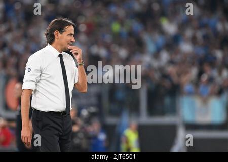 Foto Alfredo Falcone/LaPresse 26 Agosto 2022 - Roma, Italia - Sport, calcio - Lazio vs Inter - Campionato italiano di calcio Serie A Tim 2022/2023 - Stadio Olimpico. Nella foto: Simone Inzaghi Foto Alfredo Falcone/LaPresse 26. August 2022 Rom, Italien - Sport, calcio - Lazio vs Inter - Italienische Serie A Fußballmeisterschaft 2022/2023 - Olympiastadion. Im Bild: Simone Inzaghi Stockfoto