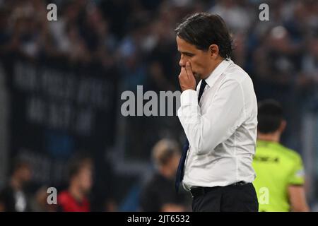 Foto Alfredo Falcone/LaPresse 26 Agosto 2022 - Roma, Italia - Sport, calcio - Lazio vs Inter - Campionato italiano di calcio Serie A Tim 2022/2023 - Stadio Olimpico. Nella foto: Simone Inzaghi Foto Alfredo Falcone/LaPresse 26. August 2022 Rom, Italien - Sport, calcio - Lazio vs Inter - Italienische Serie A Fußballmeisterschaft 2022/2023 - Olympiastadion. Im Bild: Simone Inzaghi Stockfoto