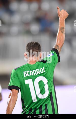 Foto Tano Pecoraro/LaPresse27 Agosto 2022 - La Spezia, Italia Sport, CalcioSpezia vs Sassuolo - Campionato italiano di calcio Serie A Tim 2022/2023 - Stadio Alberto PiccoNella foto: BerardiPhoto Tano Pecoraro/LaPresse 27. August 2022 - La Spezia, Italien Sport, Fußball Spezia vs Sassuolo - Italienische Serie A Fußball-Meisterschaft 2022/2023 - Alberto Picco StadiumAuf dem Foto: berardi Stockfoto