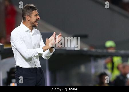 Foto Tano Pecoraro/LaPresse27 Agosto 2022 - La Spezia, Italia Sport, CalcioSpezia vs Sassuolo - Campionato italiano di calcio Serie A Tim 2022/2023 - Stadio Alberto PiccoNella foto: DionisiPhoto Tano Pecoraro/LaPresse 27. August 2022 - La Spezia, Italien Sport, Fußball Spezia vs Sassuolo - Italienische Serie A Fußballmeisterschaft 2022/2023 - Alberto Picco StadiumAuf dem Foto: dionisi Stockfoto