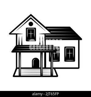 Strand Holzhaus Vektor Clipart - Holzhaus - Immobilien - schwarzes Haus - Strandhütte - altes Haus Illustration Stock Vektor