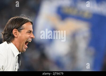 Foto Alfredo Falcone/LaPresse 26 Agosto 2022 - Roma, Italia - Sport, calcio - Lazio vs Inter - Campionato italiano di calcio Serie A Tim 2022/2023 - Stadio Olimpico. Nella foto:Simone Inzaghi Foto Alfredo Falcone/LaPresse 26. August 2022 Rom, Italien - Sport, calcio - Lazio vs Inter - Italienische Serie A Fußballmeisterschaft 2022/2023 - Olympiastadion. Im Bild: Simone Inzaghi Stockfoto