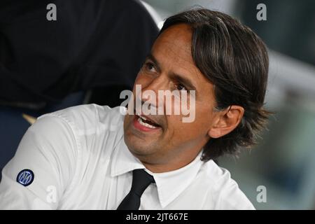 Foto Alfredo Falcone/LaPresse 26 Agosto 2022 - Roma, Italia - Sport, calcio - Lazio vs Inter - Campionato italiano di calcio Serie A Tim 2022/2023 - Stadio Olimpico. Nella foto: Simone Inzaghi Foto Alfredo Falcone/LaPresse 26. August 2022 Rom, Italien - Sport, calcio - Lazio vs Inter - Italienische Serie A Fußballmeisterschaft 2022/2023 - Olympiastadion. Im Bild: Simone Inzaghi Stockfoto