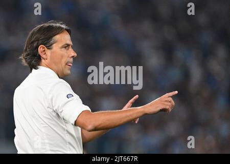 Foto Alfredo Falcone/LaPresse 26 Agosto 2022 - Roma, Italia - Sport, calcio - Lazio vs Inter - Campionato italiano di calcio Serie A Tim 2022/2023 - Stadio Olimpico. Nella foto: Simone Inzaghi Foto Alfredo Falcone/LaPresse 26. August 2022 Rom, Italien - Sport, calcio - Lazio vs Inter - Italienische Serie A Fußballmeisterschaft 2022/2023 - Olympiastadion. Im Bild: Simone Inzaghi Stockfoto