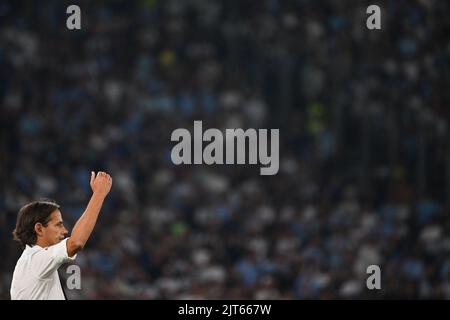 Foto Alfredo Falcone/LaPresse 26 Agosto 2022 - Roma, Italia - Sport, calcio - Lazio vs Inter - Campionato italiano di calcio Serie A Tim 2022/2023 - Stadio Olimpico. Nella foto: Simone Inzaghi Foto Alfredo Falcone/LaPresse 26. August 2022 Rom, Italien - Sport, calcio - Lazio vs Inter - Italienische Serie A Fußballmeisterschaft 2022/2023 - Olympiastadion. Im Bild: Simone Inzaghi Stockfoto