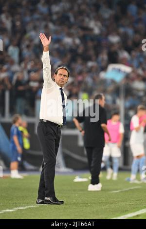 Foto Alfredo Falcone/LaPresse 26 Agosto 2022 - Roma, Italia - Sport, calcio - Lazio vs Inter - Campionato italiano di calcio Serie A Tim 2022/2023 - Stadio Olimpico. Nella foto: Simone Inzaghi Foto Alfredo Falcone/LaPresse 26. August 2022 Rom, Italien - Sport, calcio - Lazio vs Inter - Italienische Serie A Fußballmeisterschaft 2022/2023 - Olympiastadion. Im Bild: Simone Inzaghi Stockfoto