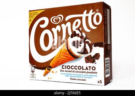 Cornetto-Eis. Cornetto ist eine Marke von Unilever Stockfoto