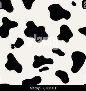 Vektor nahtloses Muster der Kuhhaut. Vorlage für Tierhaut. Schwarz-weiß gefleckte Kuh Textur Stock Vektor