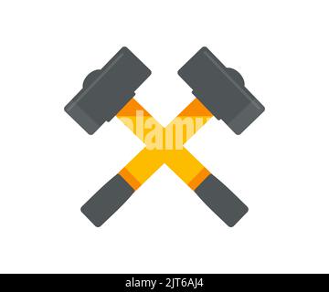 Gekreuzte Hämmer Tischlerwerkzeuge, Handwerkzeuge, einfache Form, für Grafikdesign Logo-Design. Emblem, Symbol, Zeichen, Abzeichen, Etikett, Stempel, isoliert auf Weiß Stock Vektor