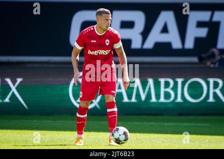 GENT, BELGIEN - 28. AUGUST: Toby Alderweireld vom Royal Antwerp FC während des Jupiler Pro League-Spiels zwischen KAA Gent und dem Royal Antwerp FC in der Ghelamco Arena am 28. August 2022 in Gent, Belgien (Foto: Joris Verwijst/Orange Picches) Stockfoto