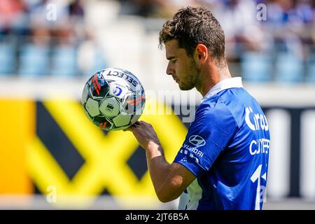 GENT, BELGIEN - 28. AUGUST: Hugo Cuypers von KAA Gent während des Jupiler Pro League-Spiels zwischen KAA Gent und dem Royal Antwerp FC in der Ghelamco Arena am 28. August 2022 in Gent, Belgien (Foto: Joris Verwijst/Orange Picches) Stockfoto