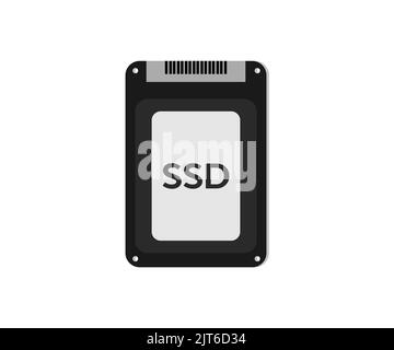 HDD-Festplattenlaufwerk, SSD-Solid-State-Laufwerk und ssd m2-Logo. Klassisches SSD- und SSD m2-Vektor-Design und Illustration. Stock Vektor