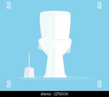 Weiße Keramik WC und WC Bürste Logo Design. Die Datei enthält einen Pfad zum Isolationsvektordesign und zur Illustration. Stock Vektor