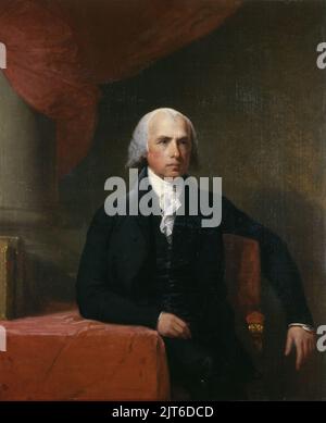 James Madison als Staatssekretär gemalt von Gilbert Stuart. Das Porträt stammt aus c. 1805–1807, als Madison Mitte 50 war. Stockfoto