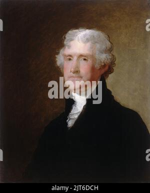 Ein Porträt von Thomas Jefferson. Das Porträt stammt aus c. 1821, als Jefferson 78 Jahre alt war. Gemalt von Gilbert Stuart Stockfoto