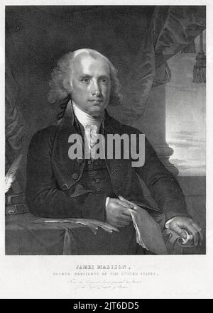 Ein Porträt von James Madison, dem vierten Präsidenten der Vereinigten Staaten Stockfoto