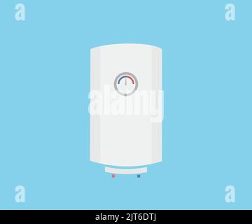 Moderner Elektrokessel, Boiler Logo Design. Intelligente Systemausstattung für Energie- und Geldeinsparungen. Home Sanitär elektrische Vorrichtung mit Rohren. Stock Vektor