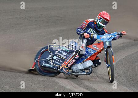 Breslau, Polen. August 27. 2022. Betard FIM Speedway GP von Polen im Olympiastadion. Im Bild: #155 Mikkel Michelsen (DEN) © Piotr Zajac/Alamy Live News Stockfoto