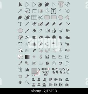 Tools-Symbol für Designer oder Illustrator, um Kunstwerke zu entwerfen oder zu illustrieren Stock Vektor