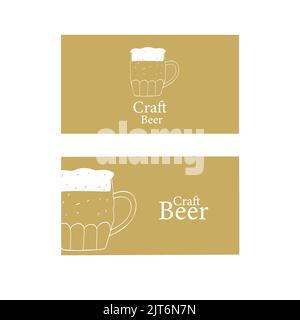 Berr Craft Visitenkarte mit stilisierter Illustration Becher Bier Stock Vektor