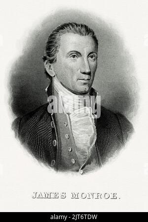 Ein eingraviertes Porträt von James Monroe, dem fünften Präsidenten der USA Stockfoto