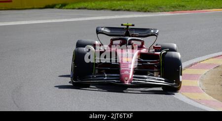 Spa, Belgien. 28. August 2022. 28. August 2022: Ferrari #55 Carlos Sainz aus Spanien fuhr während des Rolex Grand Prix von Belgien F1 auf dem Circuit de Spa-Francorchamps in Francorchamps, Belgien. Justin Cooper/CSM Credit: CAL Sport Media/Alamy Live News Stockfoto