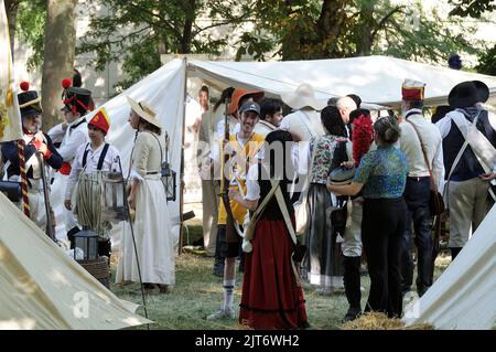 Historische Nachstellung des spanischen Unabhängigkeitskrieges gegen die napoleonische Armee. San Lorenzo de El Escorial, Madrid. Stockfoto