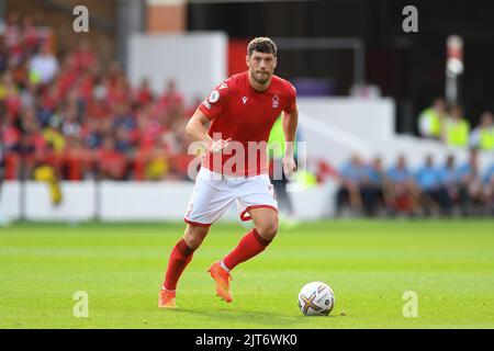 Scott McKenna aus Nottingham Forest während des Premier League-Spiels zwischen Nottingham Forest und Tottenham Hotspur am City Ground, Nottingham, am Sonntag, 28.. August 2022. (Kredit: Jon Hobley | MI News) Stockfoto