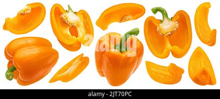 Orange Paprika isoliert auf weißem Hintergrund Stockfoto