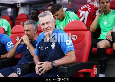 Javier Aguirre, Cheftrainer von RCD Mallorca während des Fußballspiels der spanischen Meisterschaft La Liga zwischen Rayo Vallecano und RCD Mallorca am 27. August 2022 im Estadio de Vallecas in Madrid, Spanien - Foto: Oscar J Barroso/DPPI/LiveMedia Stockfoto