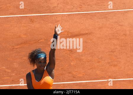 Serena Williams spielt Tennis bei den Mutua Madrid Open Stockfoto