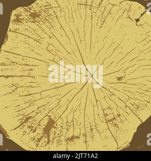 Baum Ringe Sägeschnitt Baumstamm Hintergrund. Vektor-Illustration. Stock Vektor