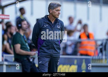 Brüssel, Belgien. 28. August 2022. BRÜSSEL, BELGIEN - 28. AUGUST: Während des Jupiler Pro League-Spiels zwischen Union St. Gilloise und RSC Anderlecht im Stade Joseph Marien am 28. August 2022 in Brüssel, Belgien (Foto von Joris Verwijst/Orange Picics) Credit: Orange Pics BV/Alamy Live News Stockfoto