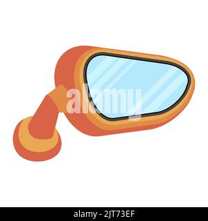 Orange Spiegel Auto Symbol Ansicht von innen Abbildung isoliert auf weißem Hintergrund Stock Vektor