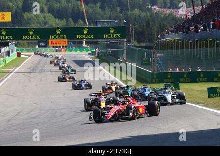 Neustart des Rennens beim belgischen GP, 25-28. August 2022 auf der Strecke Spa-Francorchamps, Formel-1-Weltmeisterschaft 2022. Stockfoto