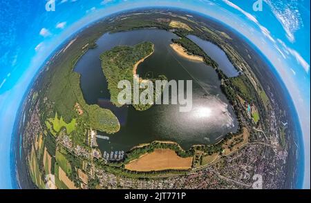 Halterner See, Halterner Stausee, Haltern City, Haltern am See, Ruhrgebiet, Nordrhein-Westfalen, Deutschland, DE, Europa, Luftaufnahme, Vogelaugen-Ansicht, Stockfoto