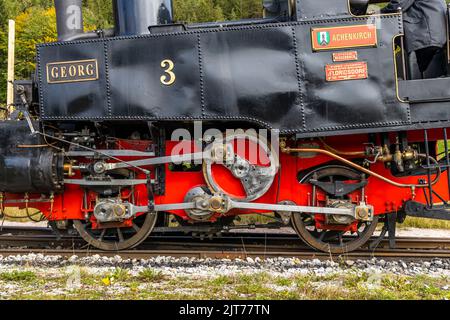 Historische Dampflokomotive, Achensee-Seenbahn, Tiro, Österreich Stockfoto