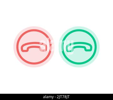 Vektorsymbol für Telefongespräche. Annehmen und Ablehnen des Logos für die Tasten des Mobilteils. Verrauschtes Telefon flache Anrufe Vektor-Design und Illustration Stock Vektor