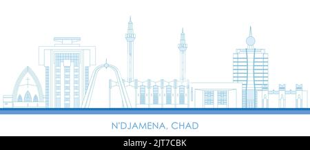 Skizzieren Skyline Panorama der Stadt N'Djamena, Tschad - Vektor-Illustration Stock Vektor