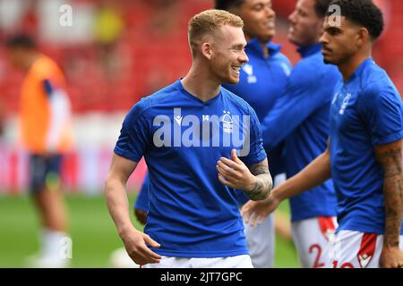 Lewis O'Brian von Nottingham Forest während des Premier League-Spiels zwischen Nottingham Forest und Tottenham Hotspur am City Ground, Nottingham, am Sonntag, 28.. August 2022. (Kredit: Jon Hobley | MI News) Kredit: MI Nachrichten & Sport /Alamy Live News Stockfoto