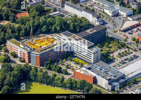 Luftaufnahme, Firmenzentrale ALDI International Services SE, Baustelle, Solardach, Saarn, Mülheim an der Ruhr, Ruhrgebiet, Nordrhein-We Stockfoto