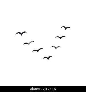 Eine Schar fliegender Silhouetten-Vögel. Vektorgrafik Stock Vektor