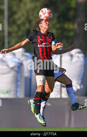 Mailand, Italien. 28. August 2022. Vismara Sports Center, 28.08.22 Valentina Bergamaschi (7 AC Mailand) während der Serie A Spiel zwischen AC Mailand und AC Fiorentina im Vismara Sports Center in Mailand, Italia Soccer (Cristiano Mazzi/SPP) Credit: SPP Sport Press Photo. /Alamy Live News Stockfoto