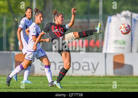 Mailand, Italien. 28. August 2022. Vismara Sports Center, 28.08.22 Valentina Bergamaschi (7 AC Mailand) während der Serie A Spiel zwischen AC Mailand und AC Fiorentina im Vismara Sports Center in Mailand, Italia Soccer (Cristiano Mazzi/SPP) Credit: SPP Sport Press Photo. /Alamy Live News Stockfoto