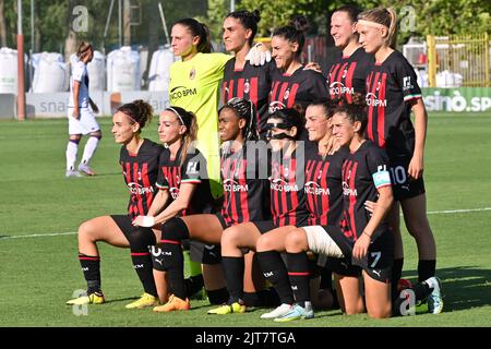 Mailand, Italien. 28. August 2022. Vismara Sports Center, 28.08.22 Mailand Foto-Team vor der Serie Ein Spiel zwischen AC Mailand und AC Fiorentina im Vismara Sports Center in Mailand, Italia Soccer (Cristiano Mazzi/SPP) Credit: SPP Sport Press Photo. /Alamy Live News Stockfoto