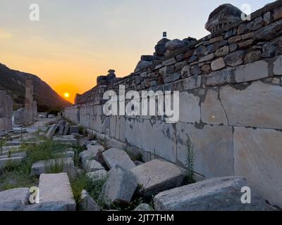 Ephesus Antike Stadt, Blick auf die alten Mauern der antiken Stadt Ephesus Stockfoto